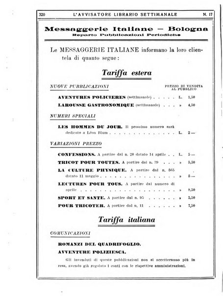 L'avvisatore librario settimanale bollettino bibliografico