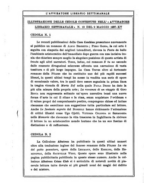 L'avvisatore librario settimanale bollettino bibliografico