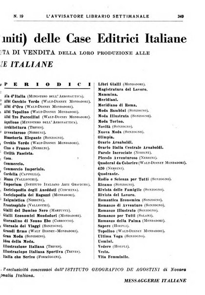 L'avvisatore librario settimanale bollettino bibliografico