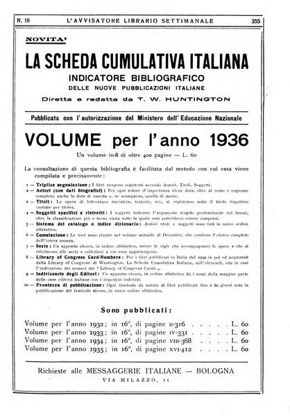 L'avvisatore librario settimanale bollettino bibliografico