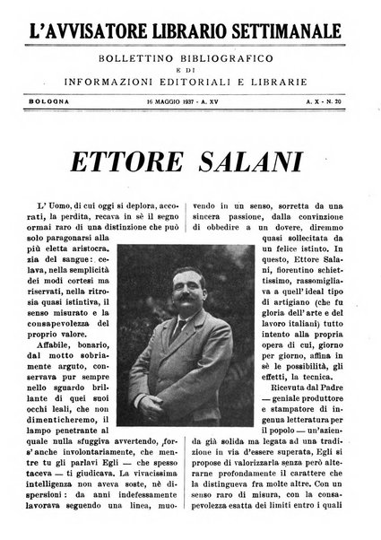 L'avvisatore librario settimanale bollettino bibliografico