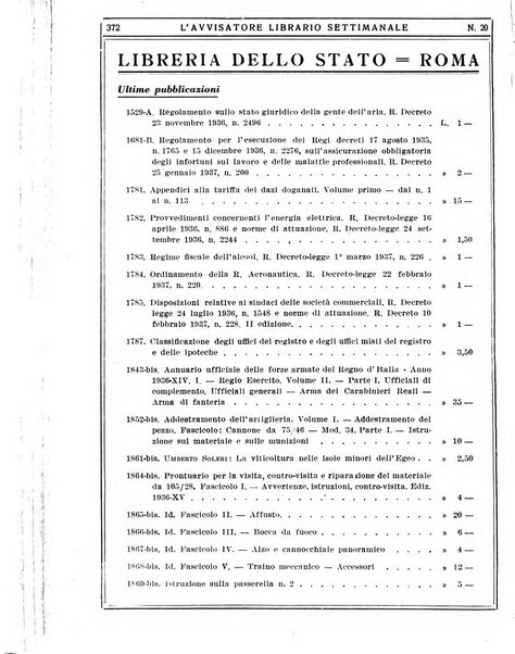 L'avvisatore librario settimanale bollettino bibliografico