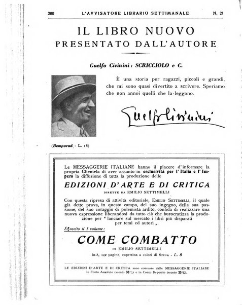 L'avvisatore librario settimanale bollettino bibliografico