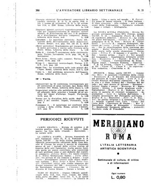 L'avvisatore librario settimanale bollettino bibliografico