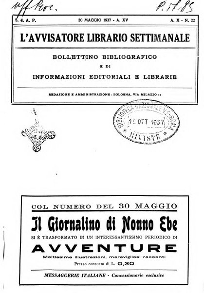 L'avvisatore librario settimanale bollettino bibliografico