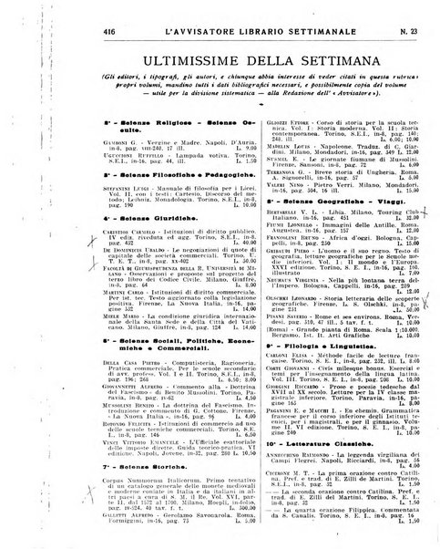 L'avvisatore librario settimanale bollettino bibliografico