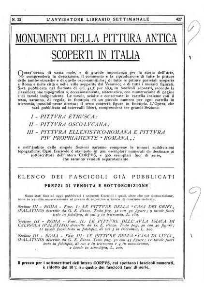 L'avvisatore librario settimanale bollettino bibliografico