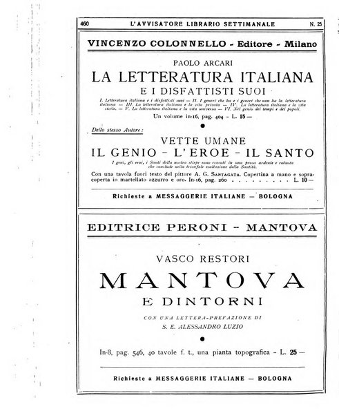 L'avvisatore librario settimanale bollettino bibliografico