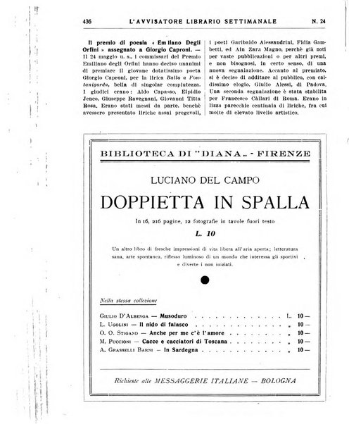 L'avvisatore librario settimanale bollettino bibliografico