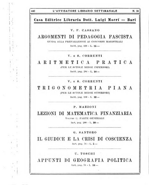 L'avvisatore librario settimanale bollettino bibliografico