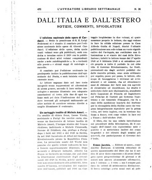 L'avvisatore librario settimanale bollettino bibliografico