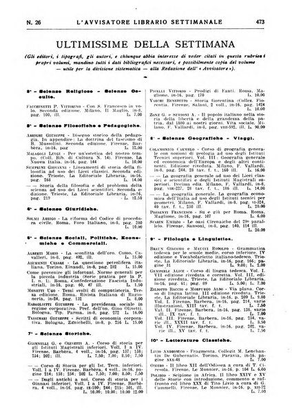 L'avvisatore librario settimanale bollettino bibliografico