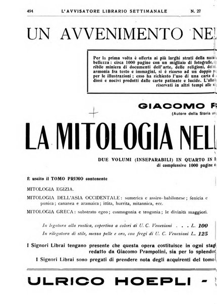 L'avvisatore librario settimanale bollettino bibliografico