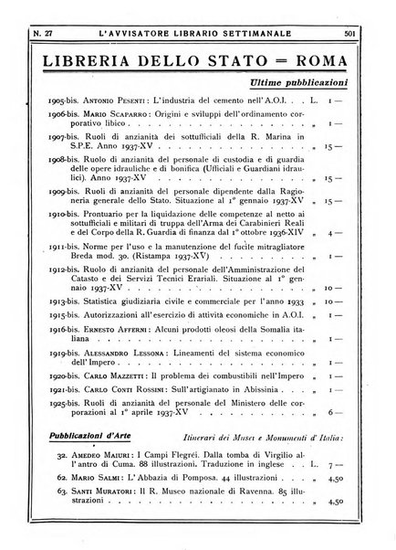 L'avvisatore librario settimanale bollettino bibliografico