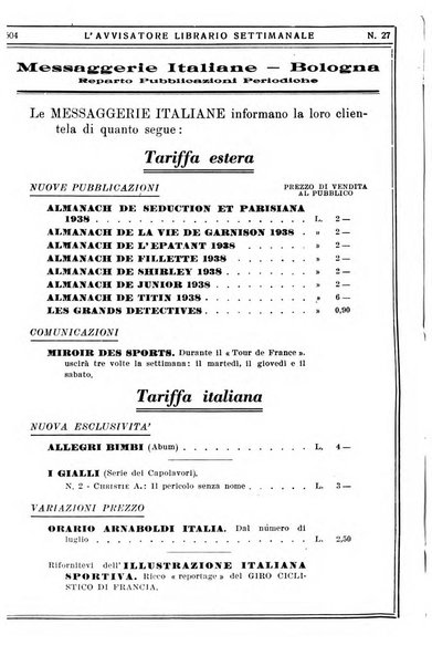 L'avvisatore librario settimanale bollettino bibliografico