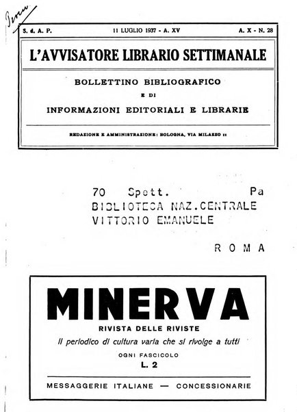 L'avvisatore librario settimanale bollettino bibliografico