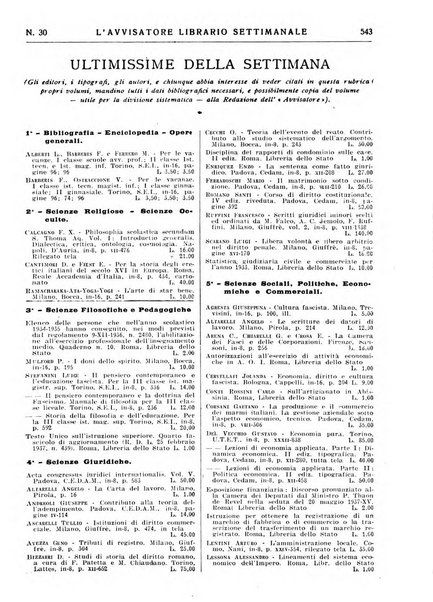 L'avvisatore librario settimanale bollettino bibliografico