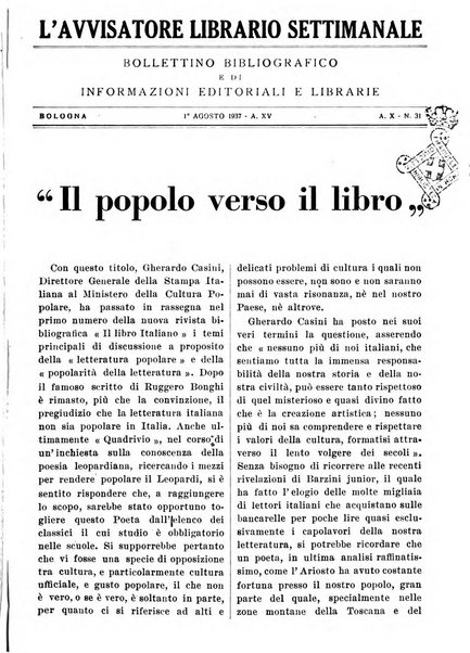 L'avvisatore librario settimanale bollettino bibliografico