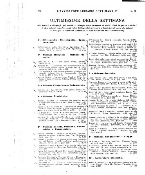 L'avvisatore librario settimanale bollettino bibliografico