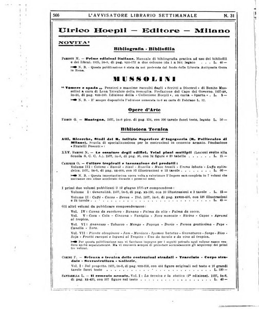 L'avvisatore librario settimanale bollettino bibliografico