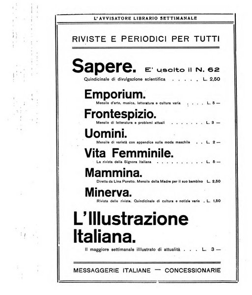 L'avvisatore librario settimanale bollettino bibliografico