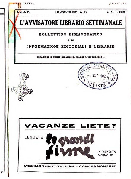 L'avvisatore librario settimanale bollettino bibliografico