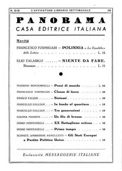 L'avvisatore librario settimanale bollettino bibliografico