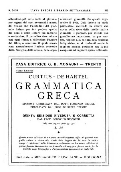 L'avvisatore librario settimanale bollettino bibliografico