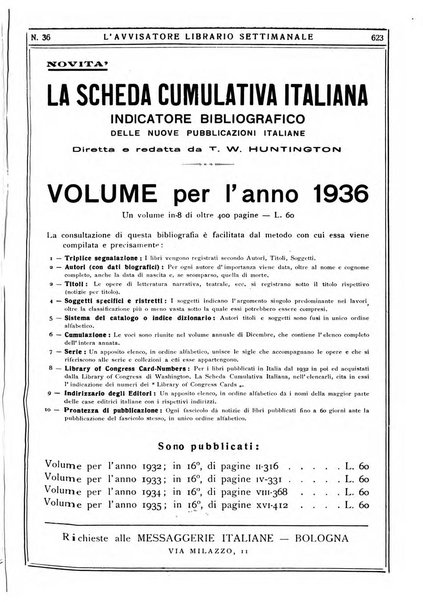 L'avvisatore librario settimanale bollettino bibliografico