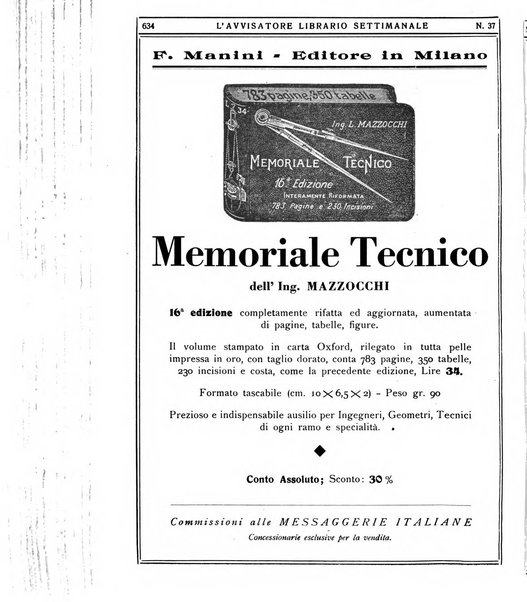 L'avvisatore librario settimanale bollettino bibliografico