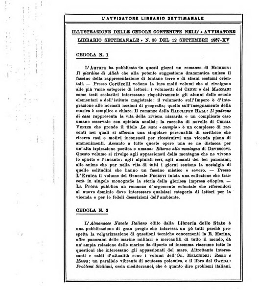 L'avvisatore librario settimanale bollettino bibliografico