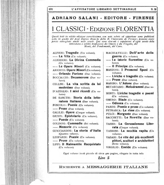 L'avvisatore librario settimanale bollettino bibliografico