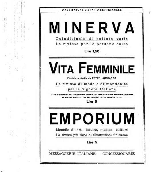 L'avvisatore librario settimanale bollettino bibliografico