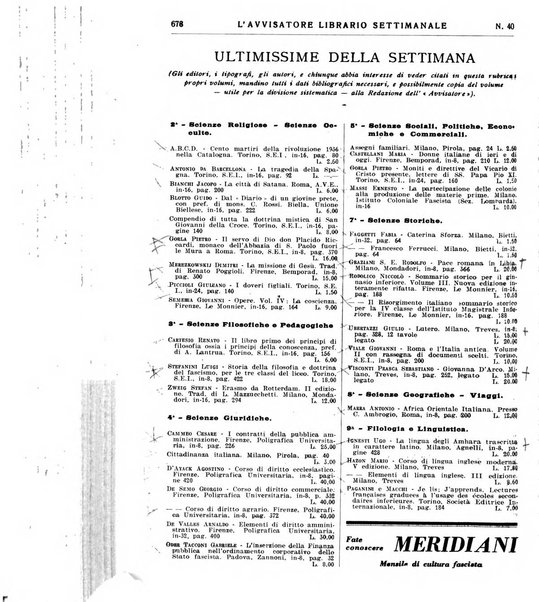 L'avvisatore librario settimanale bollettino bibliografico