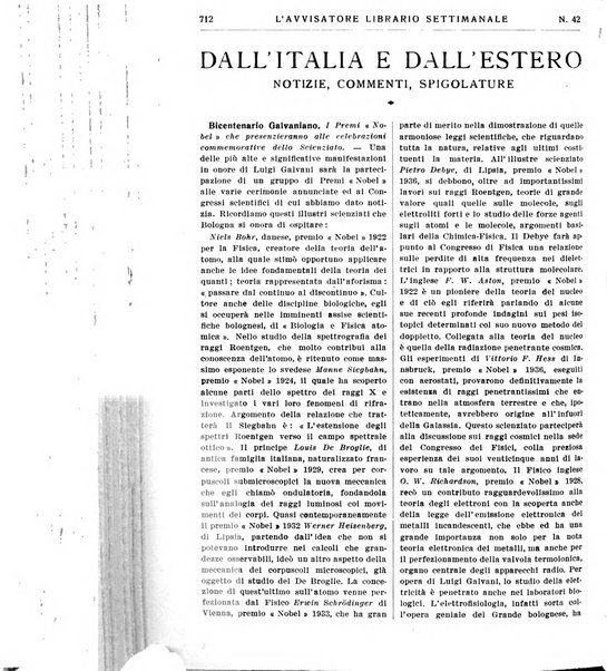 L'avvisatore librario settimanale bollettino bibliografico