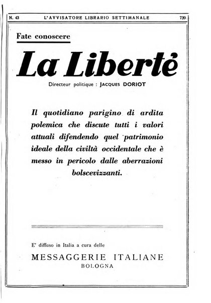 L'avvisatore librario settimanale bollettino bibliografico