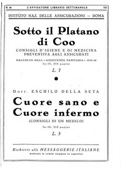 L'avvisatore librario settimanale bollettino bibliografico