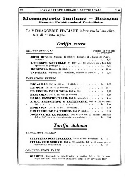 L'avvisatore librario settimanale bollettino bibliografico