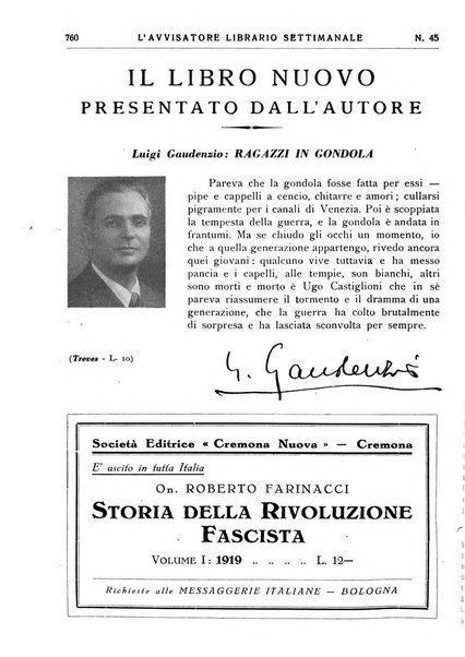 L'avvisatore librario settimanale bollettino bibliografico