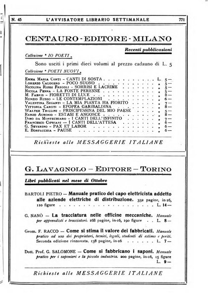 L'avvisatore librario settimanale bollettino bibliografico