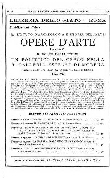 L'avvisatore librario settimanale bollettino bibliografico