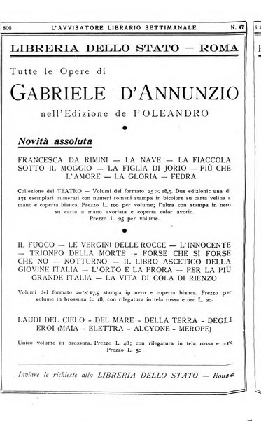 L'avvisatore librario settimanale bollettino bibliografico