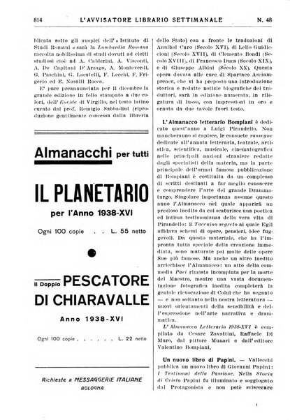 L'avvisatore librario settimanale bollettino bibliografico