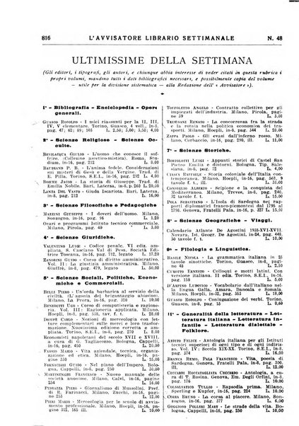 L'avvisatore librario settimanale bollettino bibliografico