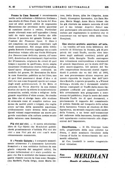 L'avvisatore librario settimanale bollettino bibliografico