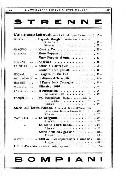 L'avvisatore librario settimanale bollettino bibliografico