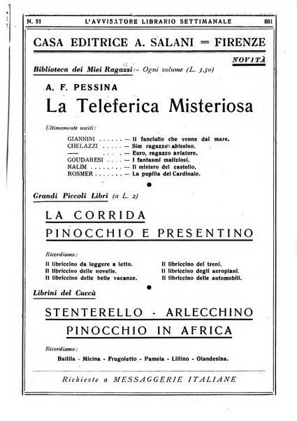 L'avvisatore librario settimanale bollettino bibliografico