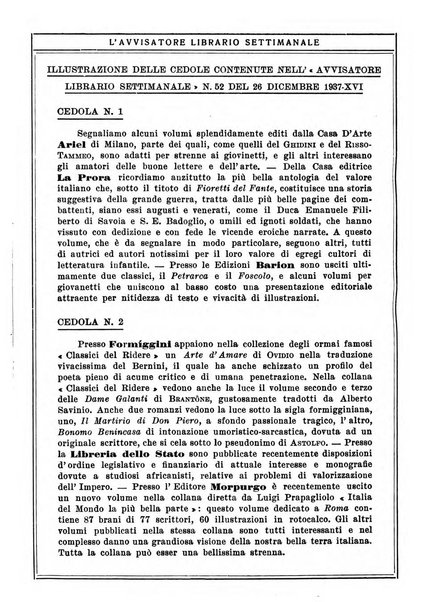 L'avvisatore librario settimanale bollettino bibliografico