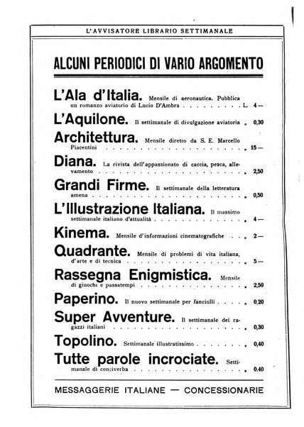 L'avvisatore librario settimanale bollettino bibliografico