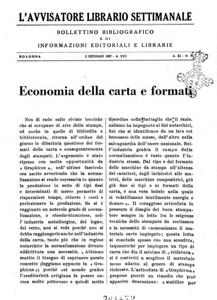 L'avvisatore librario settimanale bollettino bibliografico